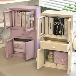 Iron Cabinet Desktop Storage Box Doll Cabinet Small Furniture Metal Storage Cabinet Simple Style Rectangular Three Layers