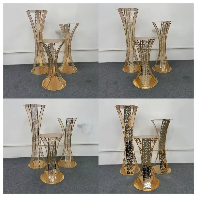 IMUWEN New Wedding Props Electroplating Detachable Road Flower Guide Hotel Restaurant Vase Ornaments Dessert Table