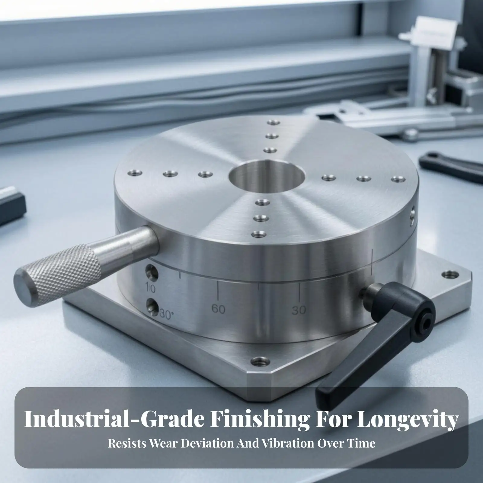Precision Manual Rotary Positioning Stage 98mm Diameter Center Through Hole Indexing Base for Assembly