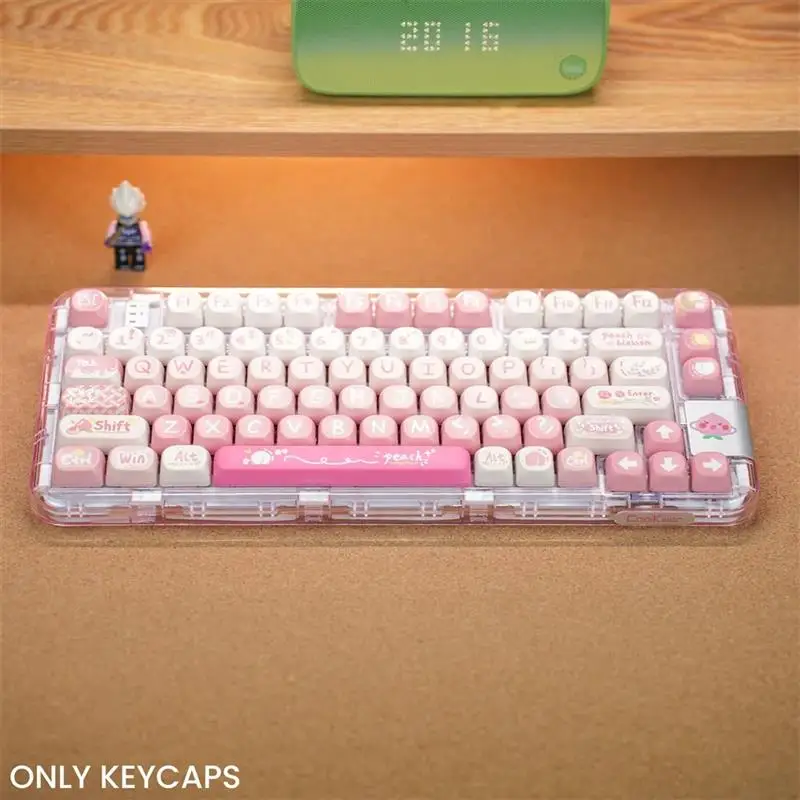 134 Tasten Moa Profil Tasten kappen rosa Pfirsich Thema pbt Farbstoff Sublimation angepasste Tasten kappen Kit für mechanische Tastatur mx Schalter