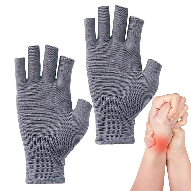 Gloves With Finger Holes Thickened Half Typing Fingerless Gloves Joint Relief Hand Wrap Compression Support Wrap Palm Grips For