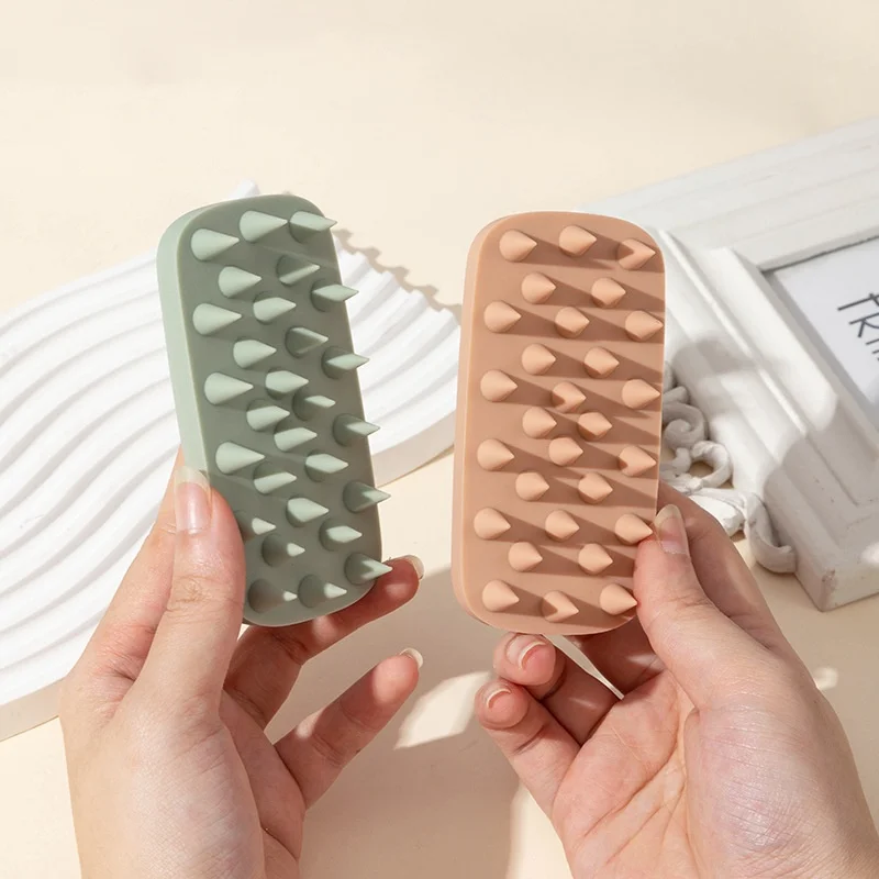 

Solid Rectangle Silicone Shampoo Brush Dry Wet Dual-use Scalp Cleaning Itching Relief Massage Comb Household Hair Washing Tools
