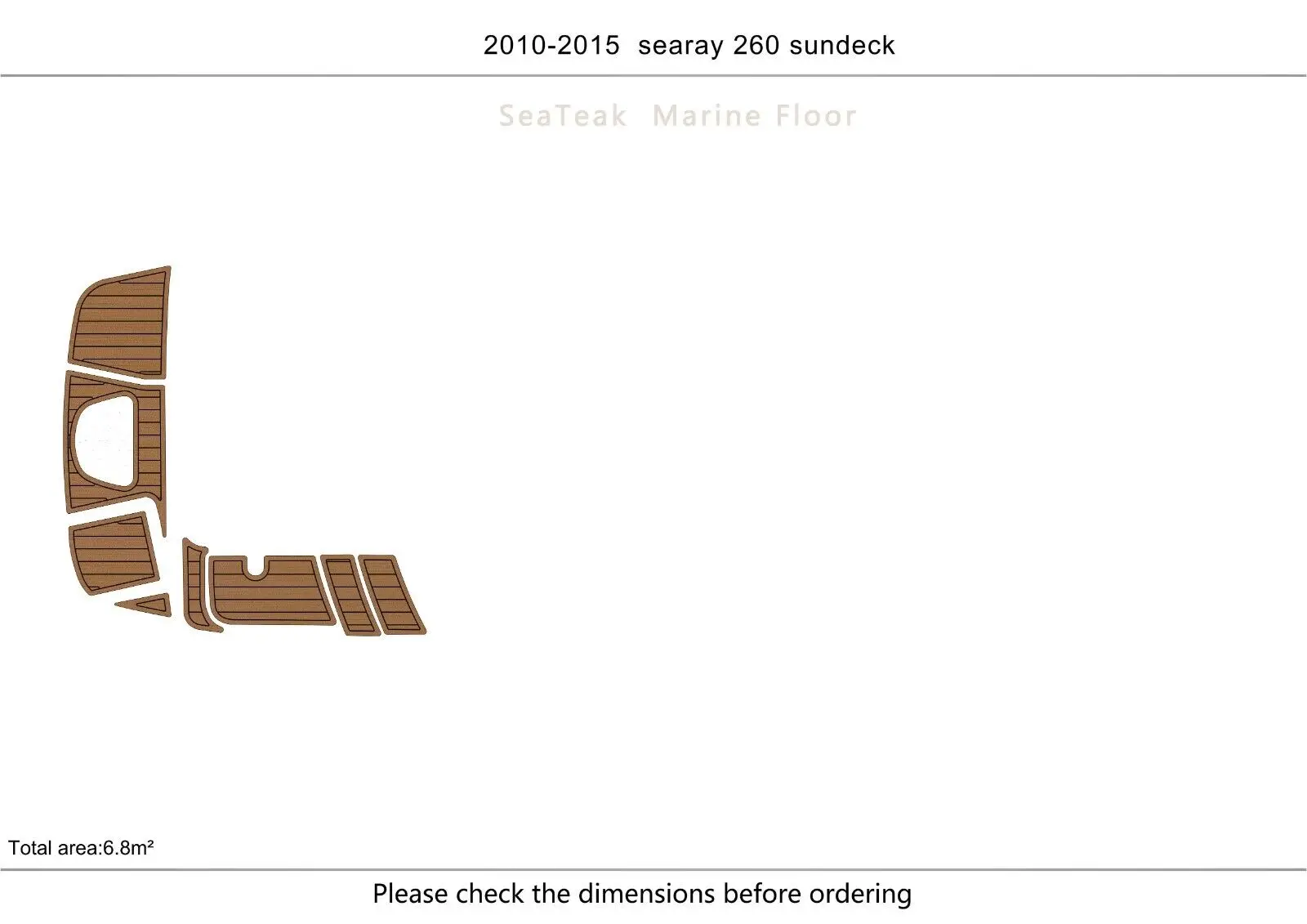 2010-2015 searay sundeck 260 Swim Platform Pads 6mm Teak Decking SeaDek MarineMat Gatorstep Style Self Adhesive