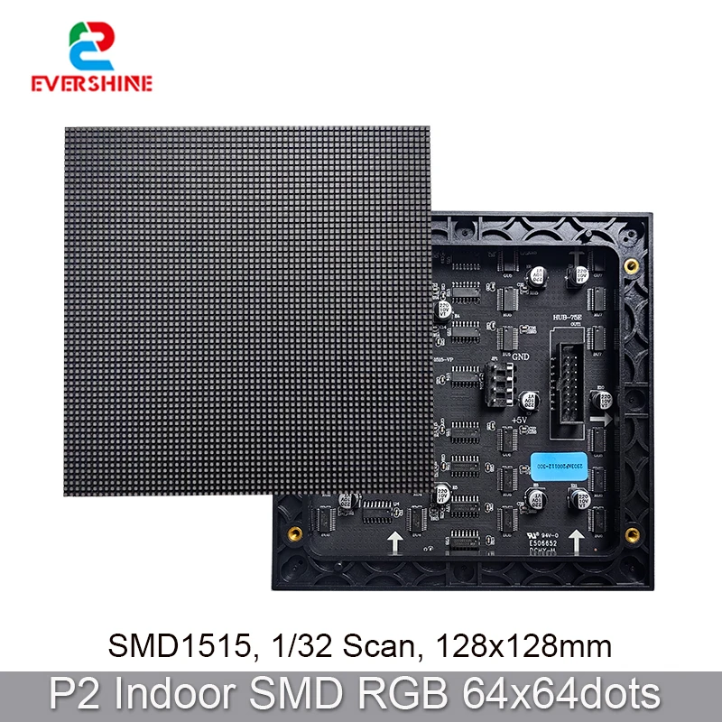 

Indoor Led Full-Color P2 128x128mm LED Module Panel Display SMD1515 Light RGB 64x64 Pixels 1/32 Scan Matrix Wall Screen