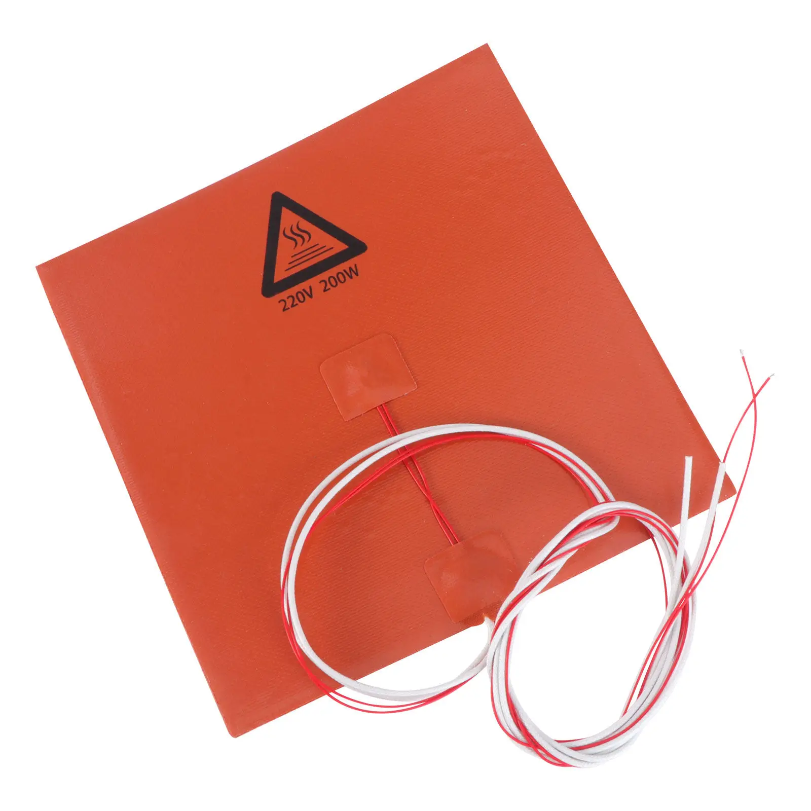 

200x200mm Silicone Hot Bed Board 220V 200W Fast Heating Insulated Waterproof Adhesive Pad for 3D Printer Orange
