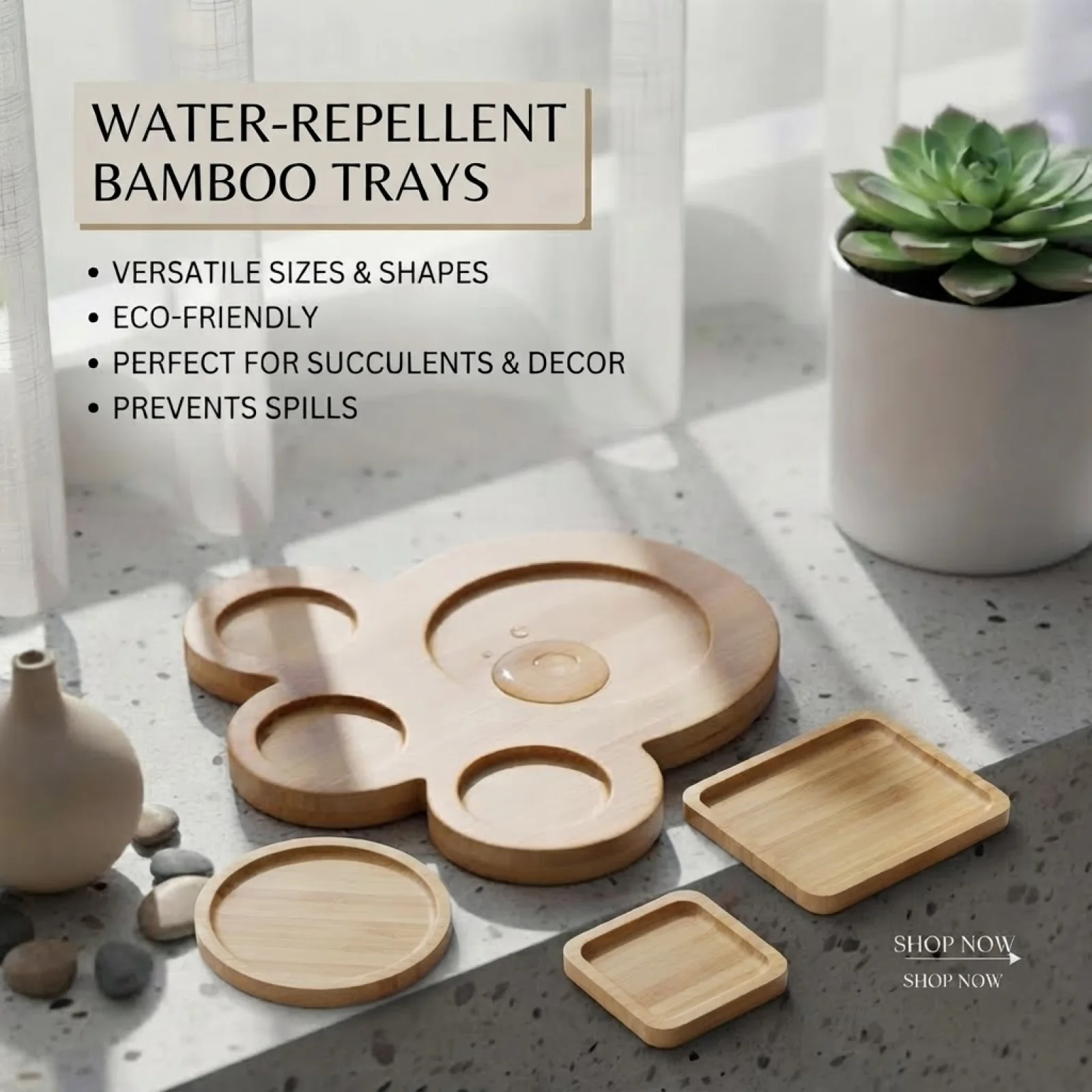 Flower Pot Tray Bamboo Wood Plant Stand Indoor Anti-Fade Drainage Water Oval Shape Balcony Simple Elegant Design Holder Supplies