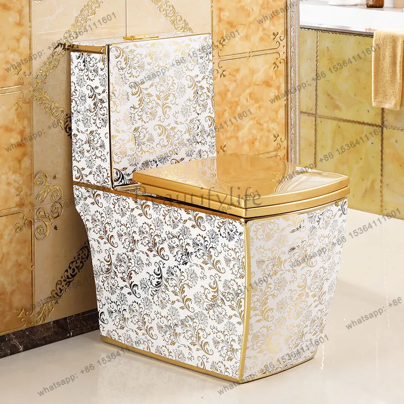 D30 Household Pumping Golden Toilet Siphon Water-saving and Deodorant Color Ceramic Toilet