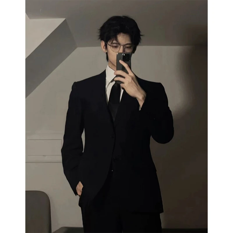 

Bla Suit Jaet Мужской весенне-осенний облегающий деловой костюм Busin Casual Neapolitan Trendy Haome Pure Color Long Sve