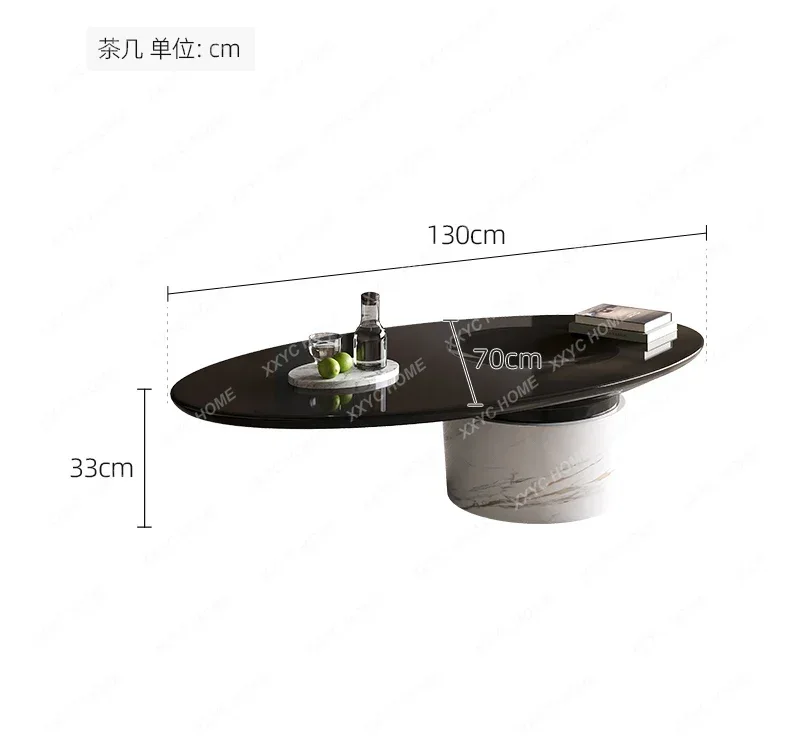 VHminimalist natural marble piano paint oval rectangular fiberglass coffee table