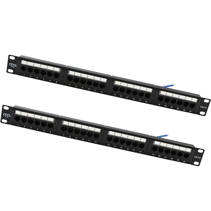 CNKL-Suporte de Rede, Patch Panel, UTP, CAT6, RJ45, 19 ", Montagem em Rack, 24 Portas