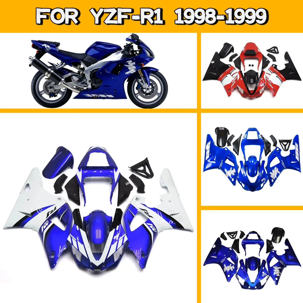 

Комплект обтекателей для мотоцикла Yamaha YZF R1 1998-1999 годов, полный комплект из АБС-пластика, подходит для YZFR1 98-99 годов