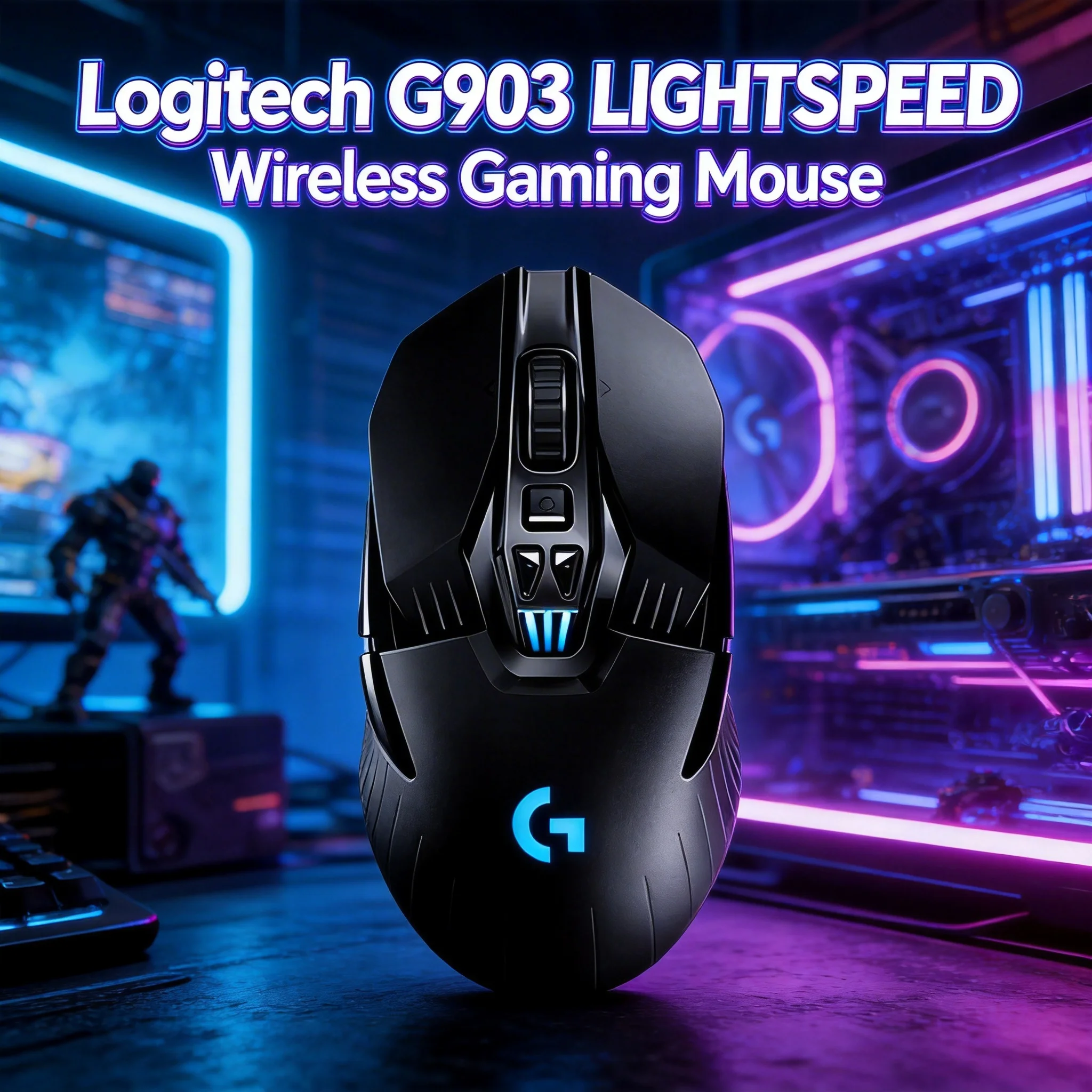 Logitech g903 presente premium mouse para jogos sem fio hero 25k dpi lightspeed rgb para jogadores profissionais acessórios de computador