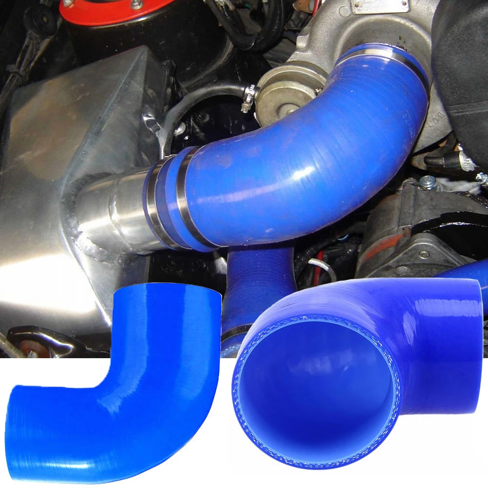 Universal Silicone Tubing Hose Connector Intercooler Turbo Intake Pipe Coupler Hose 90 Degrees Multiple Sizes Blue