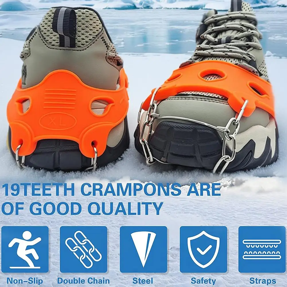Eisgreifer-Spikes für Schuhe, Kettenklaue, rutschfeste Steigeisen für Outdoor-Winterwandern, Klettern auf Schnee