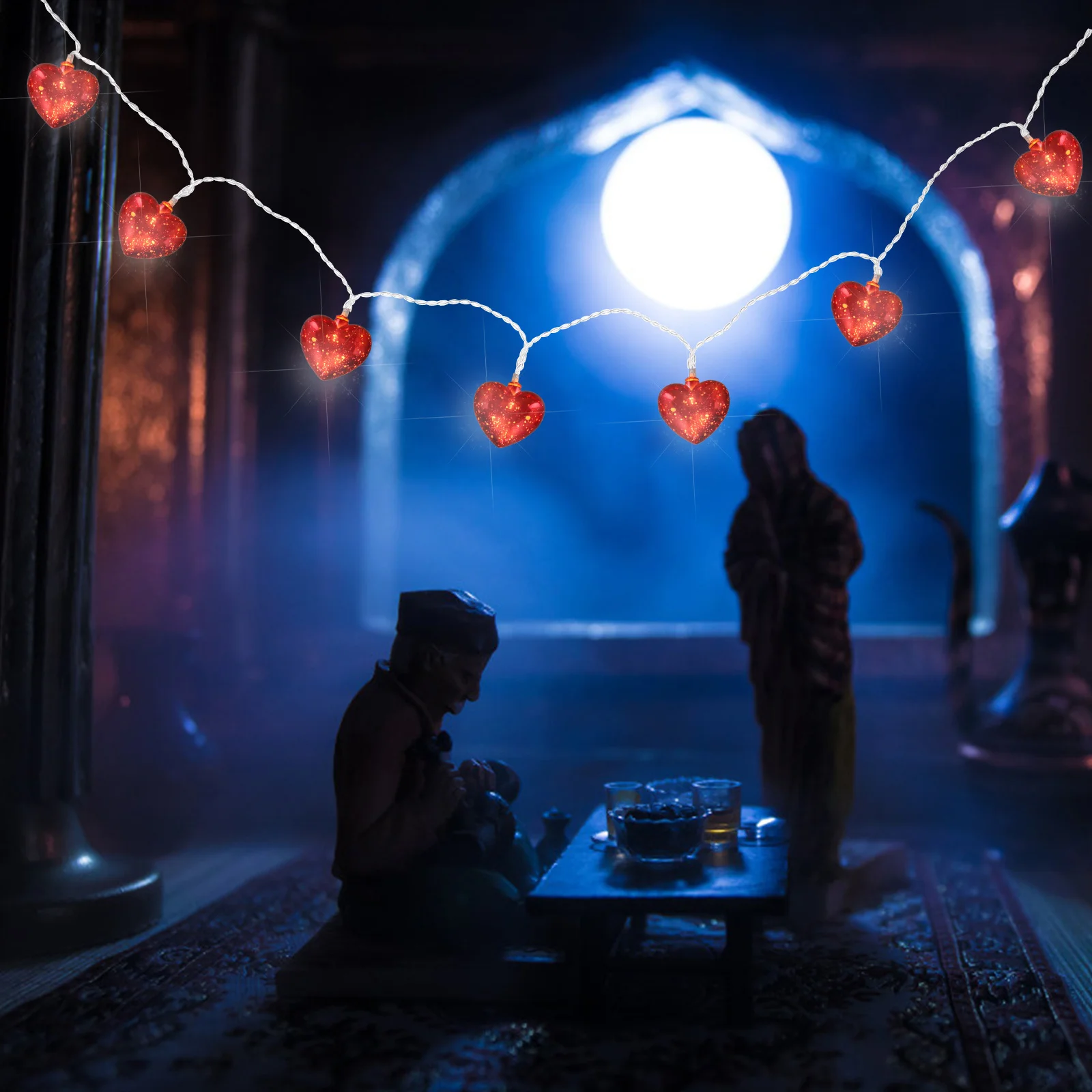 LED سلسلة أضواء القلب 10 المصابيح رومانسية عيد الحب ديكور نافذة داخلية 1.5 متر LED مصابيح حفلات لوازم حفلات عيد الحب #2