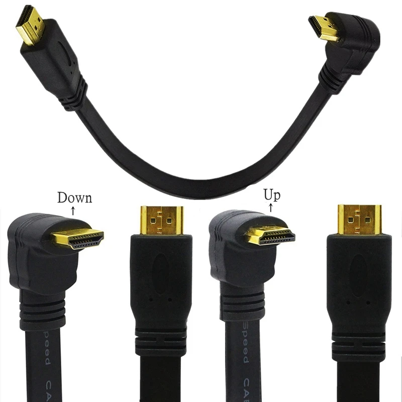 Flat Slim High Speed 1.4V HDMI-compatible Extension 4K Cable 30cm A Type Male To A Male Cord AM/AM Up & Down Angled