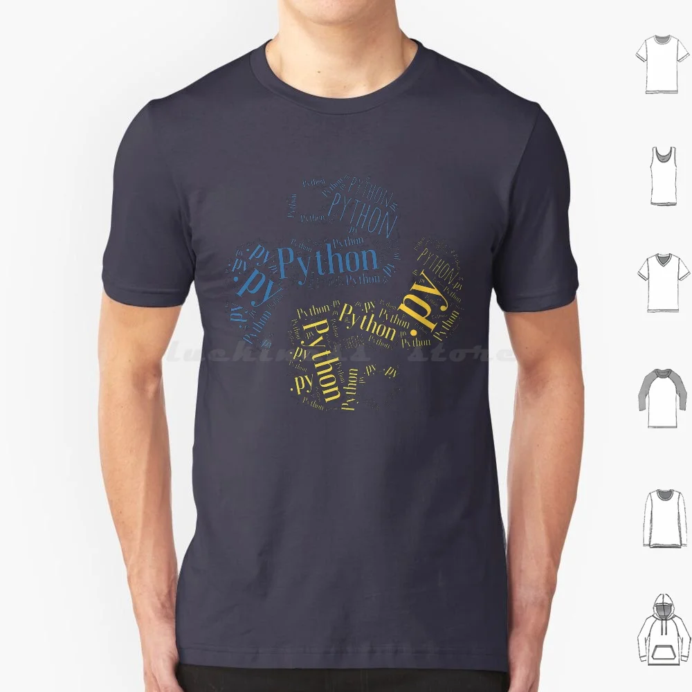 Python Programmer Logo Typography T Shirt Big Size 100% Cotton Python Language Code Development Python Developer Typography