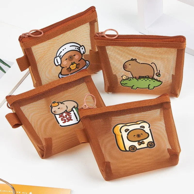 Capybara Portemonnees Cartoon Anime Figuren Leuke Wisselzakken Kawaii Transparante Cosmetische Tas Draagbare Kaartopslag Sleutelzakje Cadeau