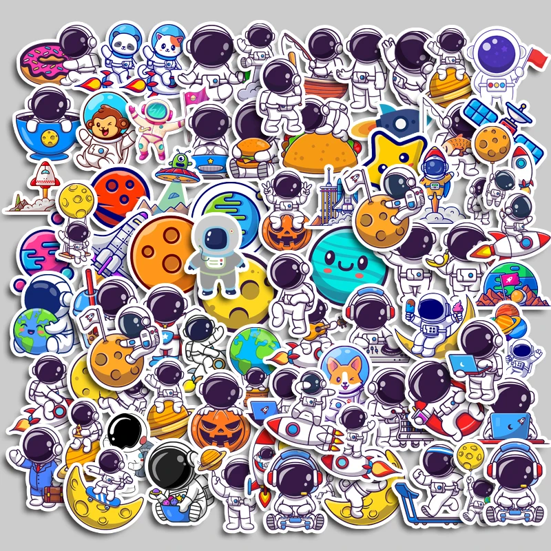 83pcs Cute Astronaut A Graffiti Stickers Children\'s Diy Stationery Computer Stickers Student Stationery