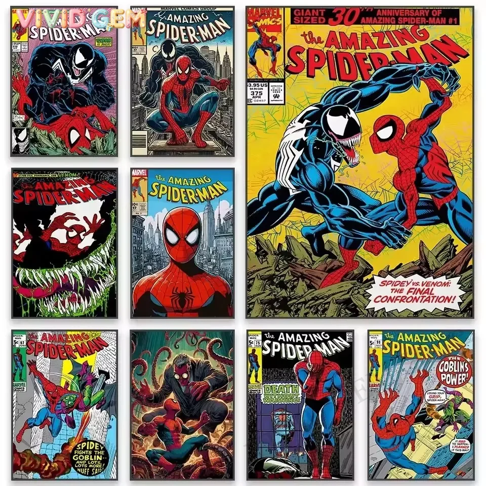Classical Marvel Spider Man No Way Home Poster Superhero Venom Comics Avengers Print Canvas Painting Home Kids Bedroom Decor