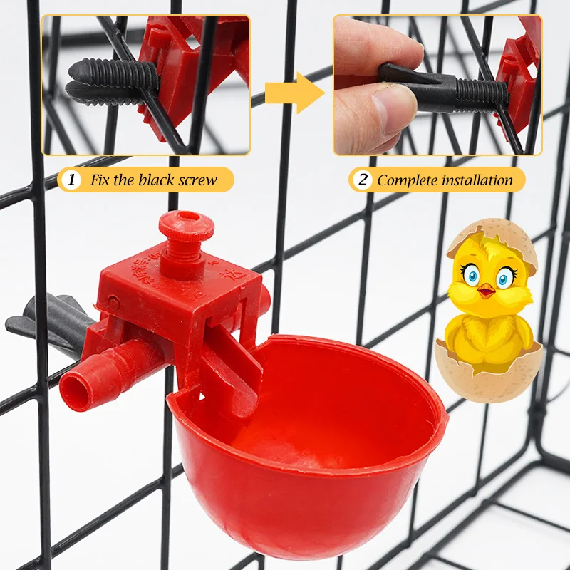 Automatic Bird Coop Feed Poultry Water Drinking Cups Plastic Chicken Fowl Drinker Cups Hanging Drinker 5/10/20/30/50 Sets