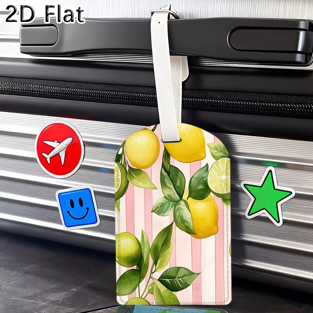 Luggage Tag with Lemon And Green Leaves Travel Baggage Tag for Suitcase Luggage Identification Portable Travel Accessory