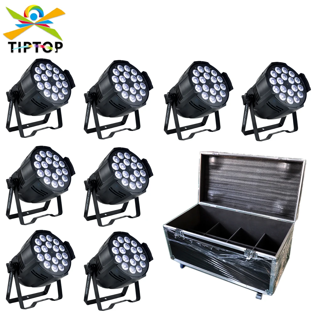 

8IN1 Flightcase Pack 18x12W RGBW Led Par Light 4/8 Channels 220W Led Par Cans LED Display DMX Input Output Building Wall Wash