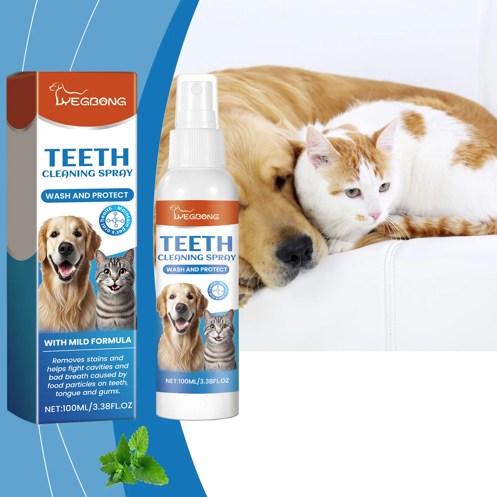 Pet Oral Cleaning Spray Effectively Remove Tooth Stains Plaque Prevent Calculus Eliminate Odors Fresh Breath Pet Teeth Deodorant