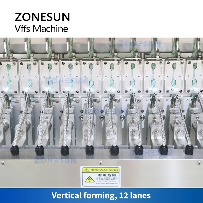 ZONESUN ZS-FSL12 Confezionatrice automatica per granuli VFFS Forma verticale Riempimento Sigillo Bagger Stick Bustina Sacchetto Attrezzatura 12 corsie