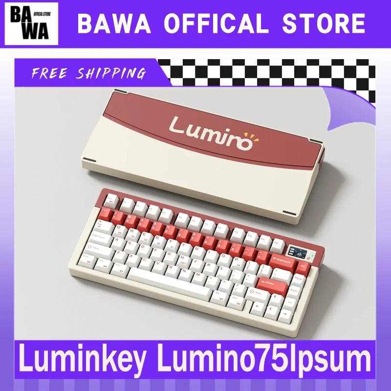 

Luminkey Lumino75 Keyboard Tri-Mode 75% ANSI/ISO E-Sports Gaming Mechanical Aluminum Keyboard Customized Support Via Desktop