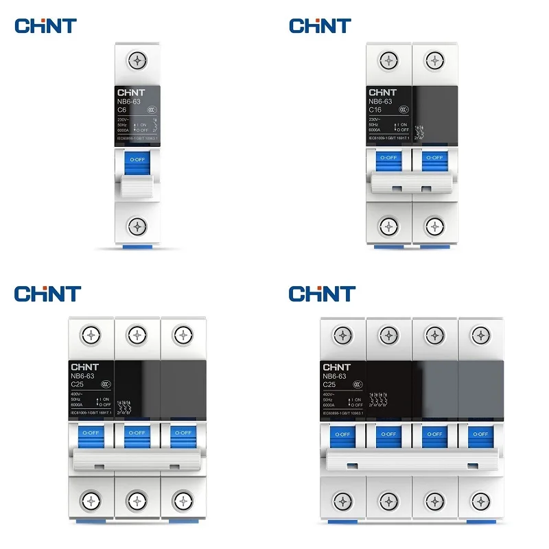 CHNT CHINT NB6-63 DZ30 DZ40 EPN DPN TPN 1P 2P 3P 4P AC 230/400V ROCB Circuit Breaker DIN Rail Mounting Miniature Air Switch