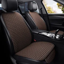 Car Breathable Flax Seat Cover Four Seasons Universal Front Seat Protector Cushion Auto Interior Chair Protect Covers
