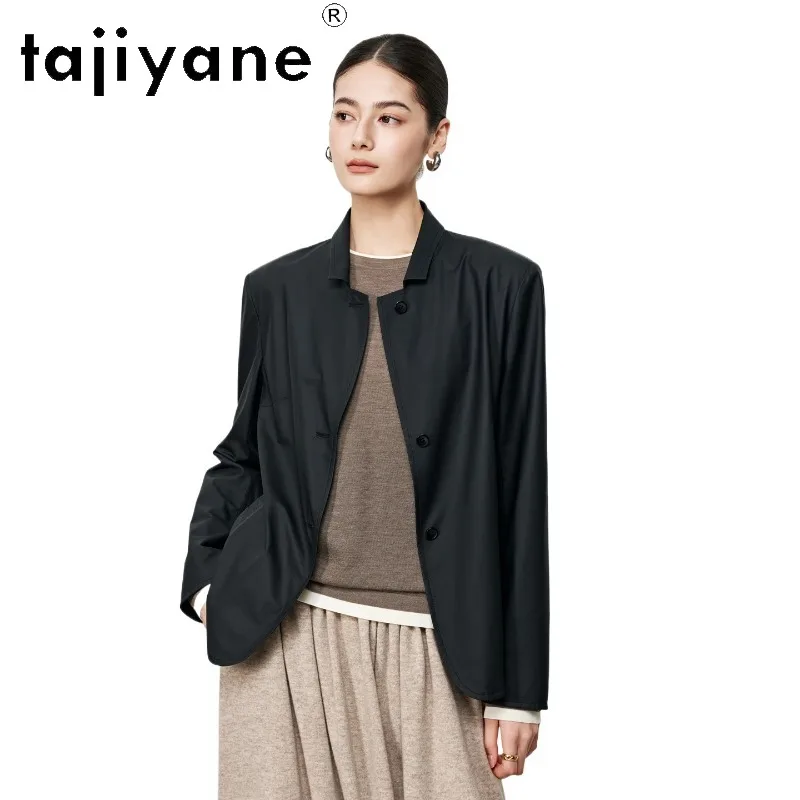 TAJIYANE Ultra‑thin Sheepskin Genuine Leather Jacket Woman Short Shirt‑Style Blazer Coat Slim Fit Jackets for Woman Outerwear 자켓