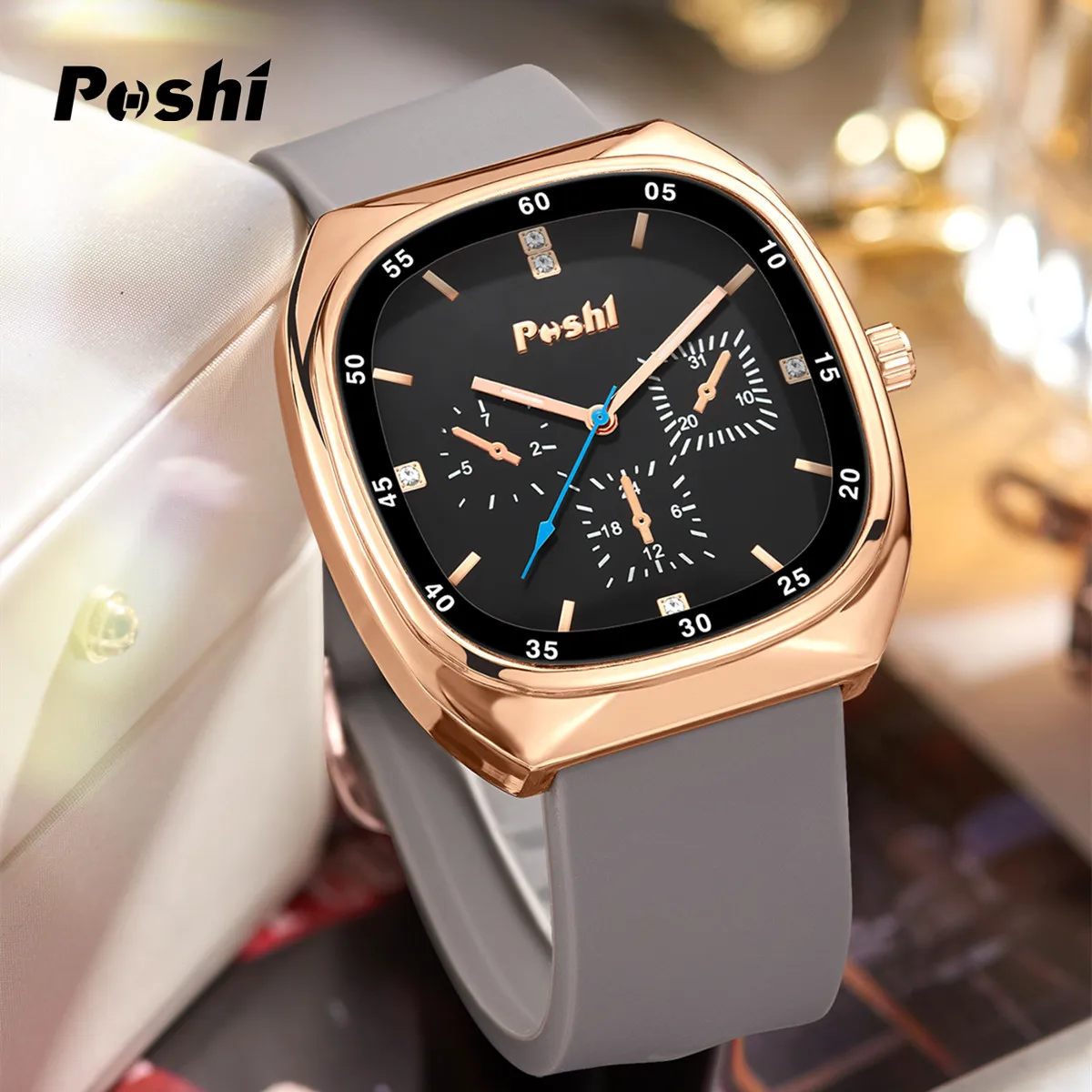 POSHI 959 Quartz Watch Fashion Casual Ladies Dress Bracelet Top Sale Women\'s Wathes Silicone Strap The Best Gift with Box