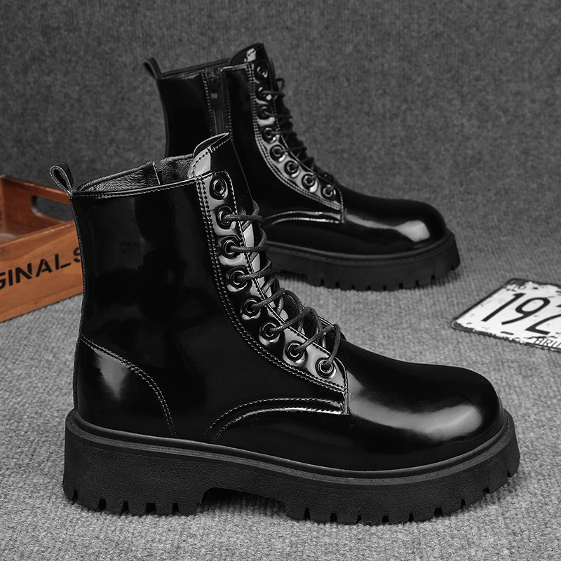 High top boots men four seasons fashionable soft soled sports leisure boots thick soled height increasing casual high top boots
