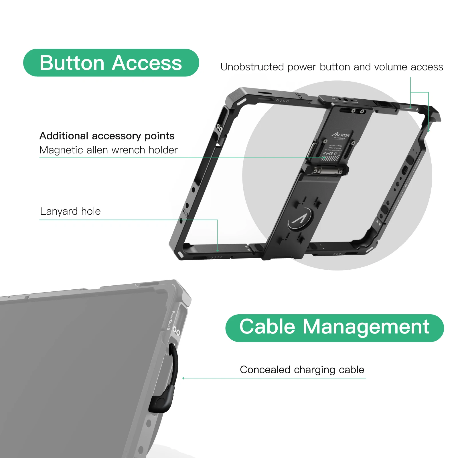 Imagem -05 - Accoon-ipad Monitor Cage ii com Adaptador de Bateria Npf Estojo Expansível de Proteção Compatível Uso com Seemo 1012.9