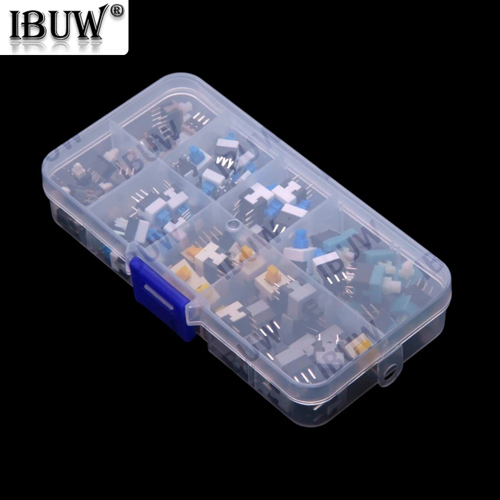 

8Values 80PCS Pushbutton switch box, 5.8*5.8/7*7/8*8/8.5*8.5MM, 8 types of self-locking and non-locking,5.8x5.8