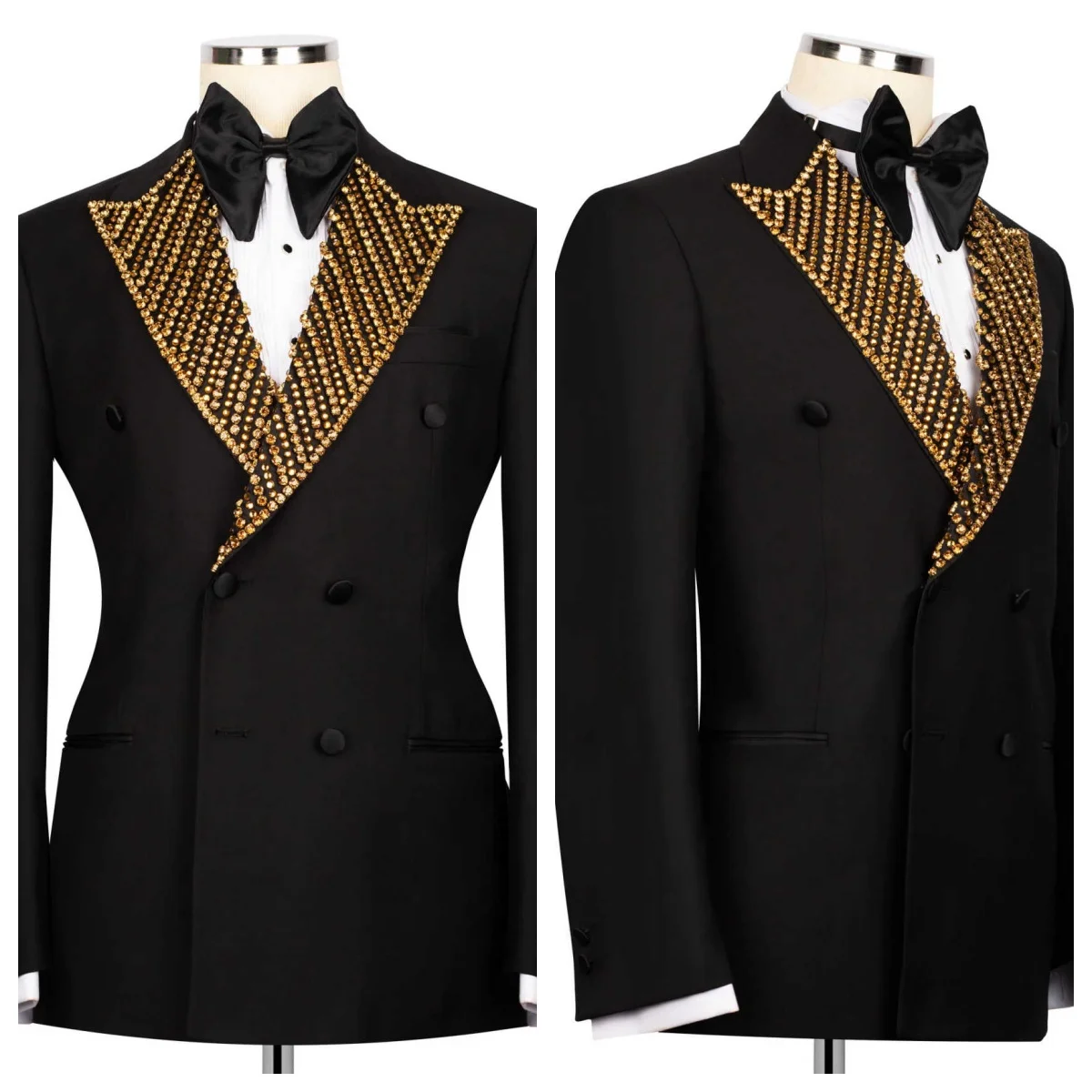 

Fashion Men Suit 2 Pieces Jacket Pants Beaded Crystals Male Wedding Tuxedos Party Prom Customized traje hombre