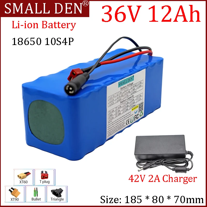 

New 36V 12AH battery 18650 lithium battery pack with built-in 20A BMS and 42V 2A charger