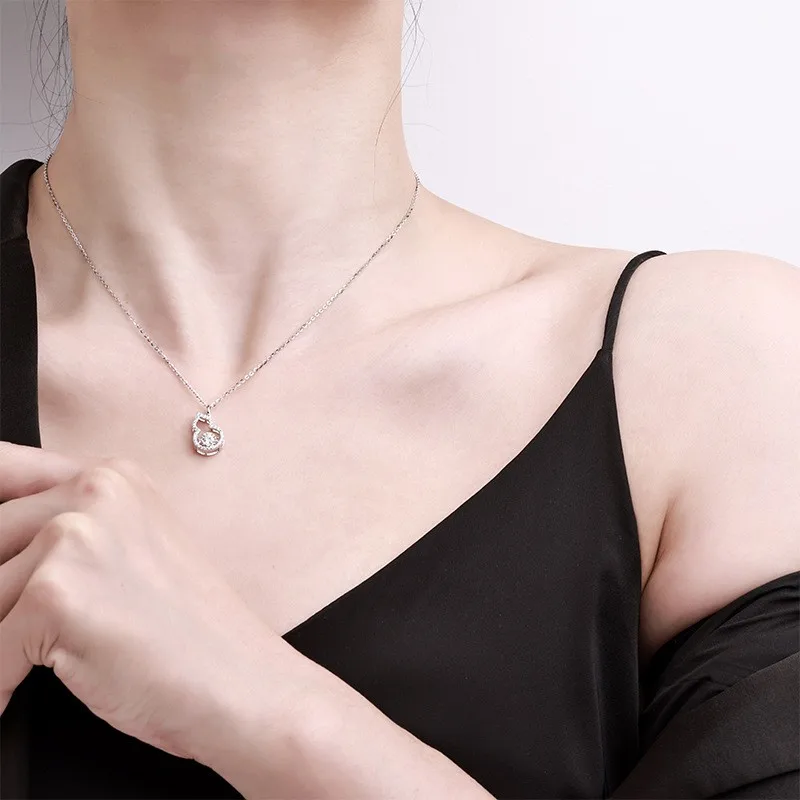 ZFSILVER الاتجاه الموضة الطازجة 925 الفضة اللون D الأبيض مويسانيتي 0.5ct القرع قلادة ل سحر النساء مجوهرات الحفلات هدية MS-506B