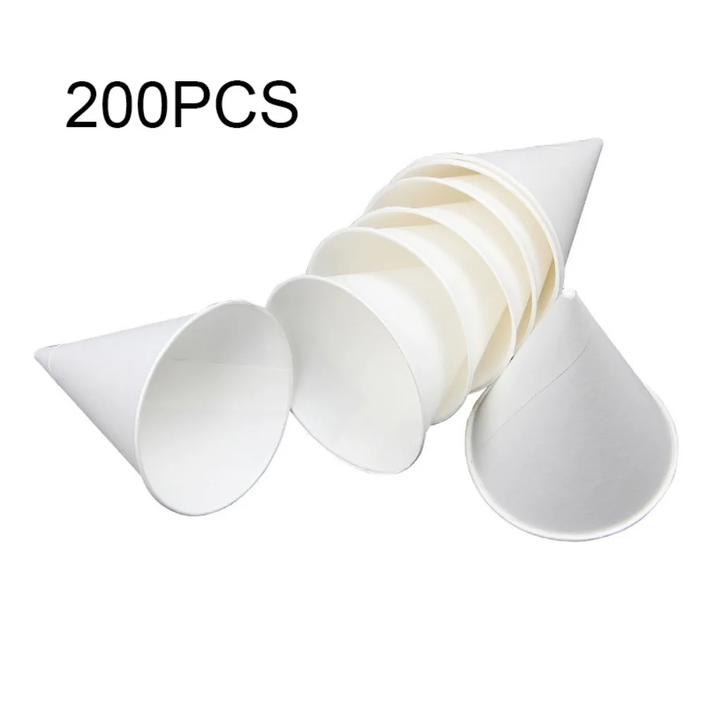 

200pcs 3.7/4.5 OZ White Paper Cone Cups Coated Thickened Snow Cone Cups Leakproof Cone Coffee Cups Shaved Ice Cups Ice Cream