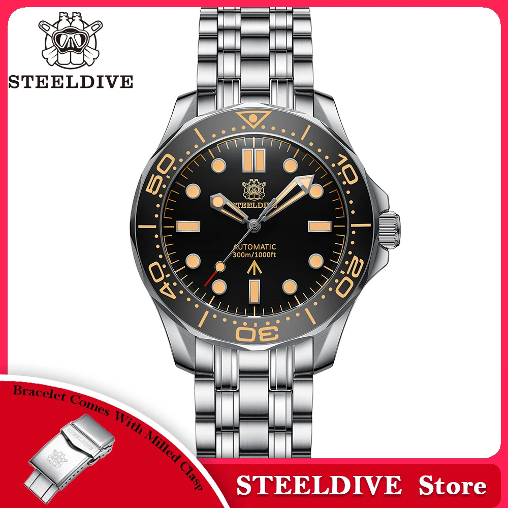 

STEELDIVE SD1957 New Strap 42MM Vintage Bezel 200M Waterproof NH35 Green Luminou Sapphire Glass Automatic Dive Watch Reloj