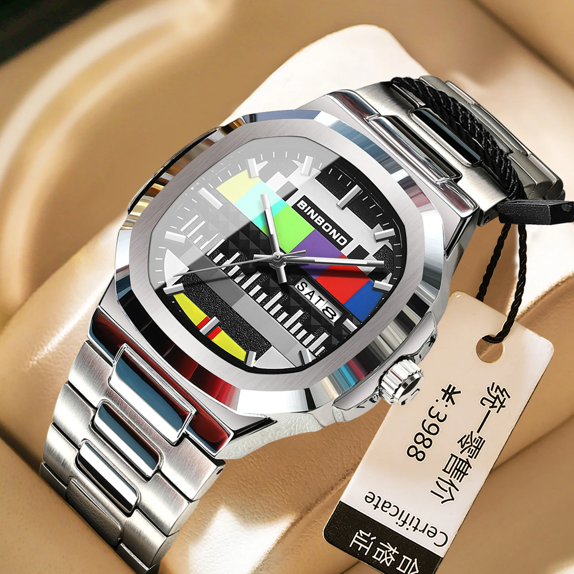 

Authentic Watch 2025 New Brand Watches Men's Retro High end Steel Belt Waterproof Square Nostalgic 80s Male Clock Wristwatches