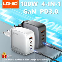 LDNIO 100W USB C Charger, 4-Port GaN Foldable Compact Wall Charger Power Adapter For MacBook Pro/Air, iPad, iPhone 15 Galaxy S23