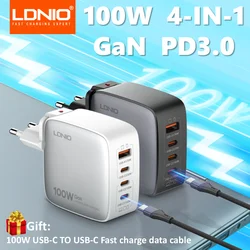 LDNIO 100W USB C Charger, 4-Port GaN Foldable Compact Wall Charger Power Adapter For MacBook Pro/Air, iPad, iPhone 15 Galaxy S23