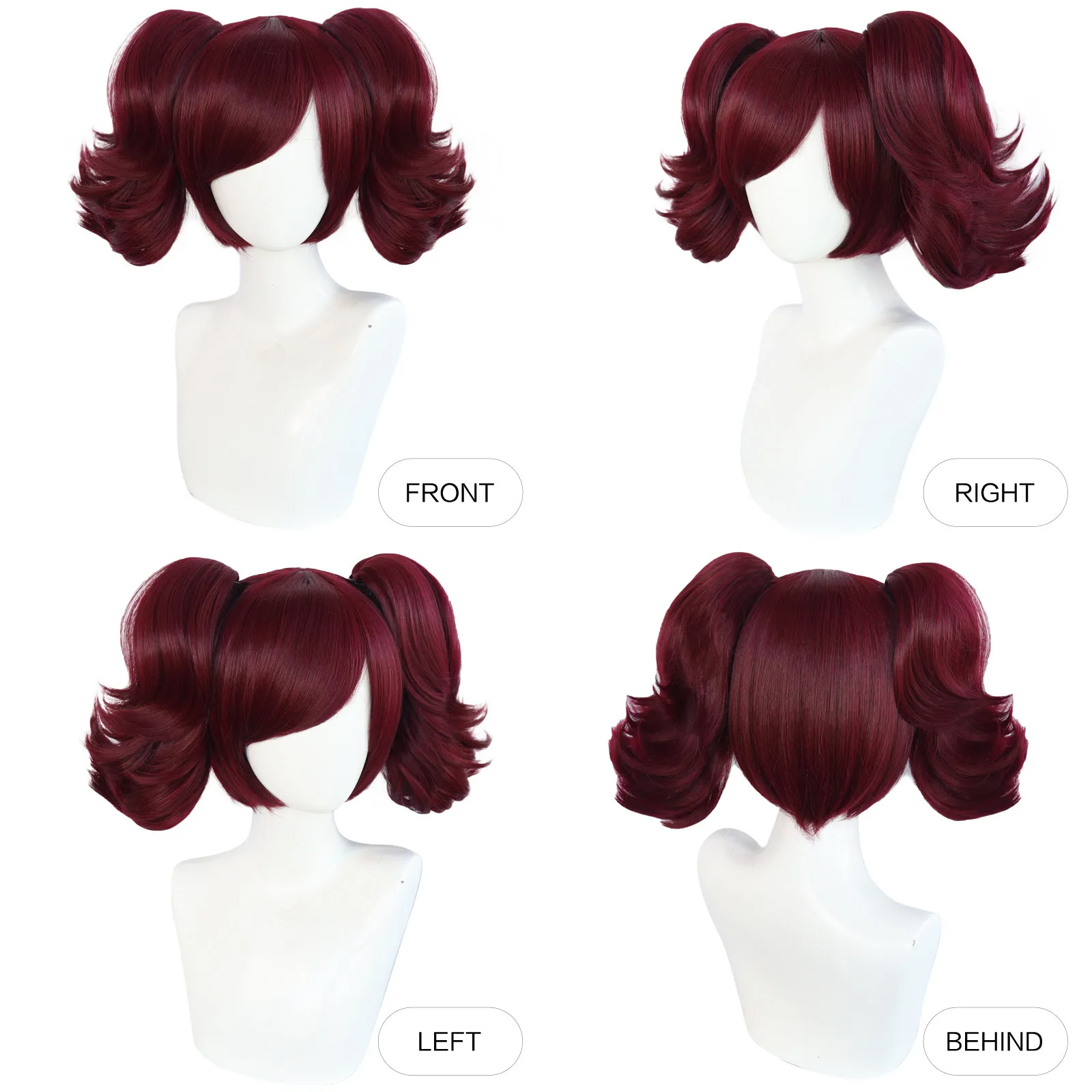 Mey Rin Peruca Cosplay com Boné, Vinho Tinto, Rabo de Cavalo Resistente ao Calor, Cabelo Sintético, Troca de Papéis, Perucas Anime