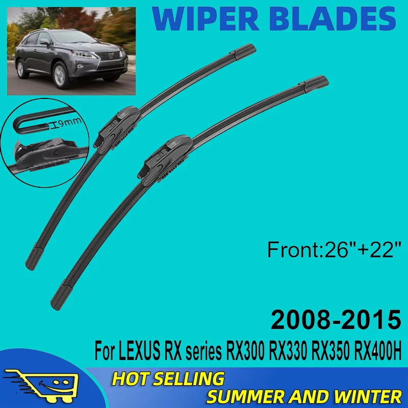 

2PCS For Lexus RX series RX300 RX330 RX350 RX400H 2008-2015 2009 2010 2011 2012 26"+22" Front Wiper Blades Windshield Windscreen
