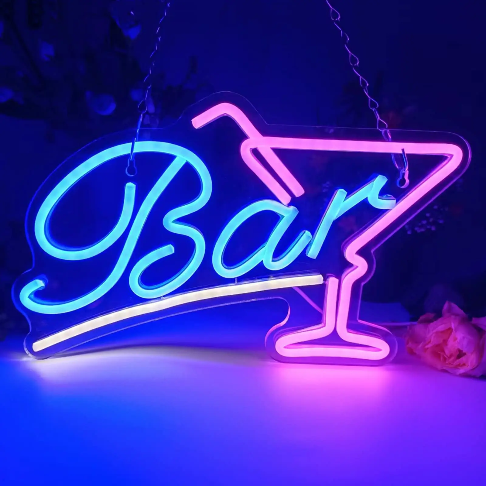 

Bar Neon Sign - Acrylic LED Bar Sign with Hanging Chain, USB Powered, Bar Decor for Home, Bistro, Party, Club, Wall Decor