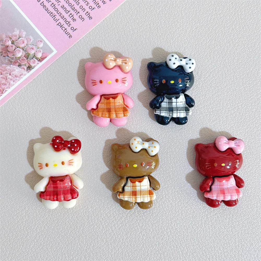 10Pcs New Mini Kawaii Warm colored cartoon kitten Series Flat Bottom Scrapbook  DIY Jewelry Making Hairwear Accessorie A21