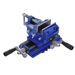 Two-Way Movement Bench Drill Operating Platform Flat Tongs Precision Bench Vise Clamp Tool Heavy Duty Cast Iron Plain Vice